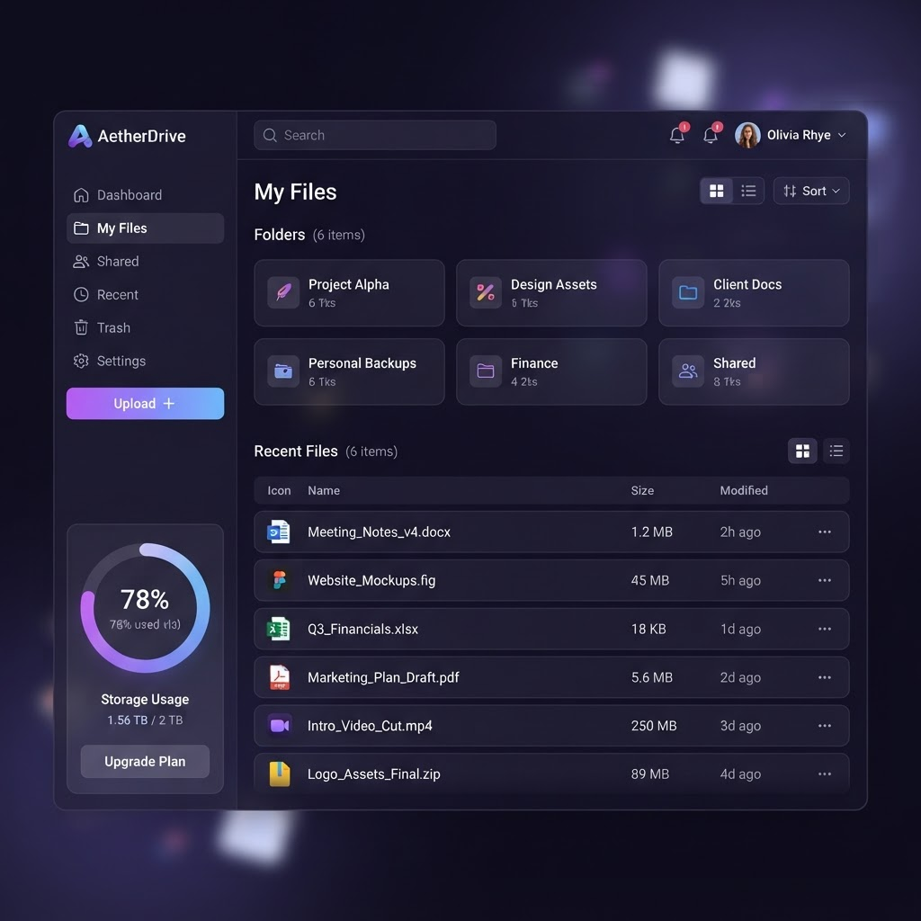360eCloud storage dashboard showing files, folders, and storage usage